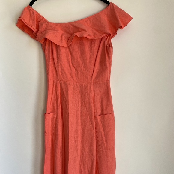 Light Peach Linen Like Dress 4 - Picture 1 of 4